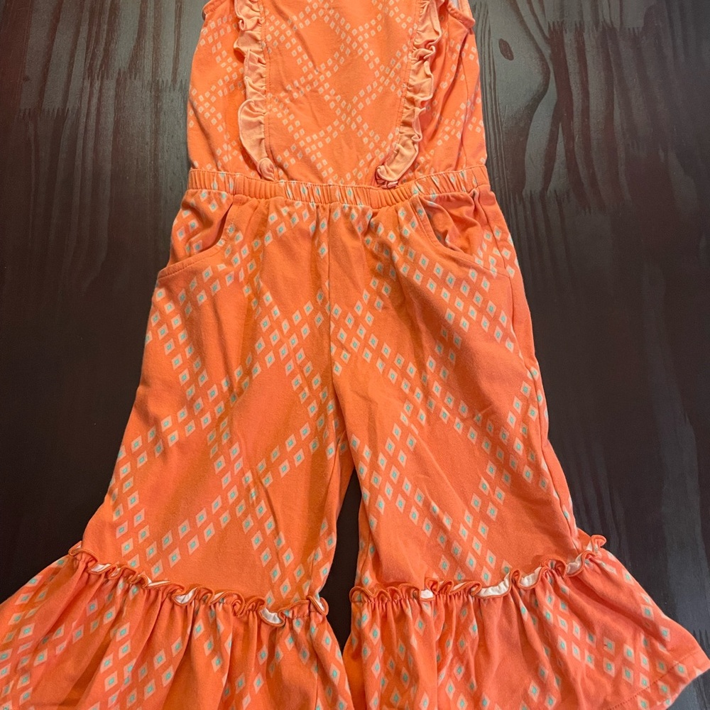 Matilda Jane Orange Jumpsuit with Ruffle Hem